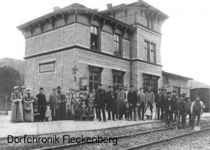 Der Bahnhof von Fleckenberg bei der Eröffnung der Strecke am 1. Mai 1887