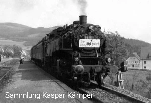 Letzter Personenzug im Bahnhof Bremke am 30.05.1964